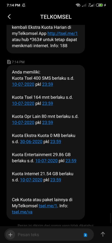 Cara Mengecek Kuota Internet telkomsel dari *888#