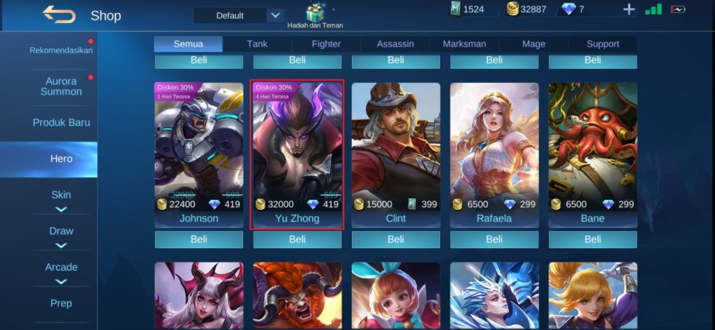 Cara Membeli Hero Baru Mobile Legends dengan Battle points