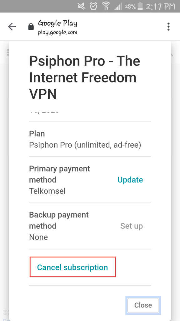 cara membatalkan langganan aplikasi google play