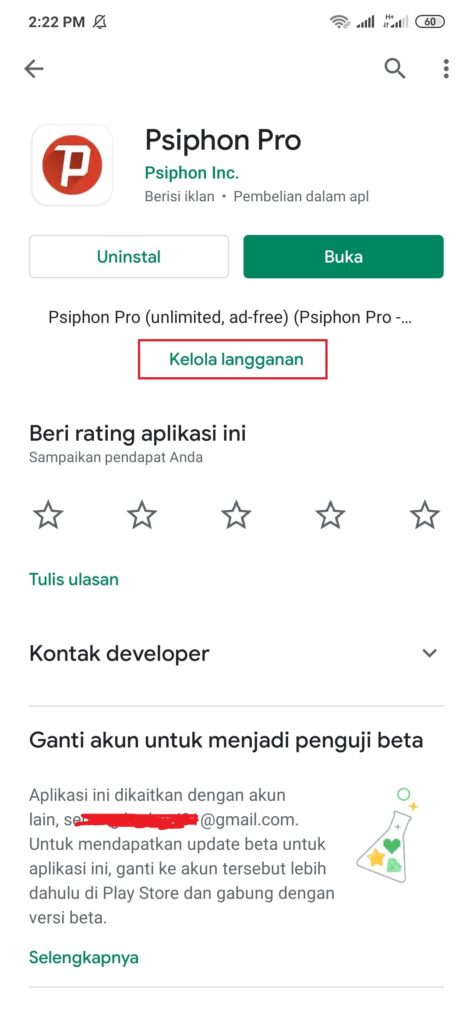 Cara Membatalkan Langganan Psiphone Pro dari Google Playstore 