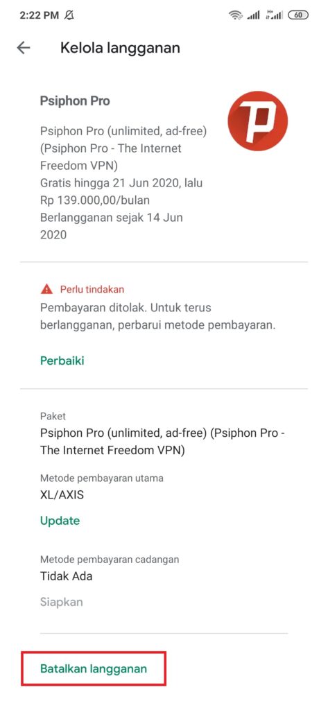 Cara Membatlkan Aplikasi Psiphone Pro