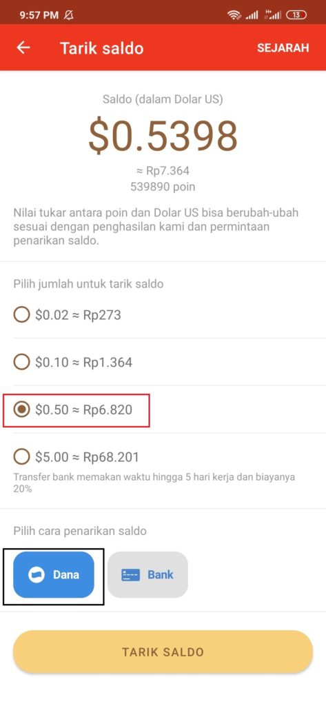 cara melakukan penarikan saldo dari aplikasi Buzzbreak