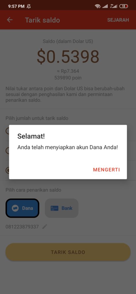 Aplikasi Buzzbreak Melakukan panarikan dana