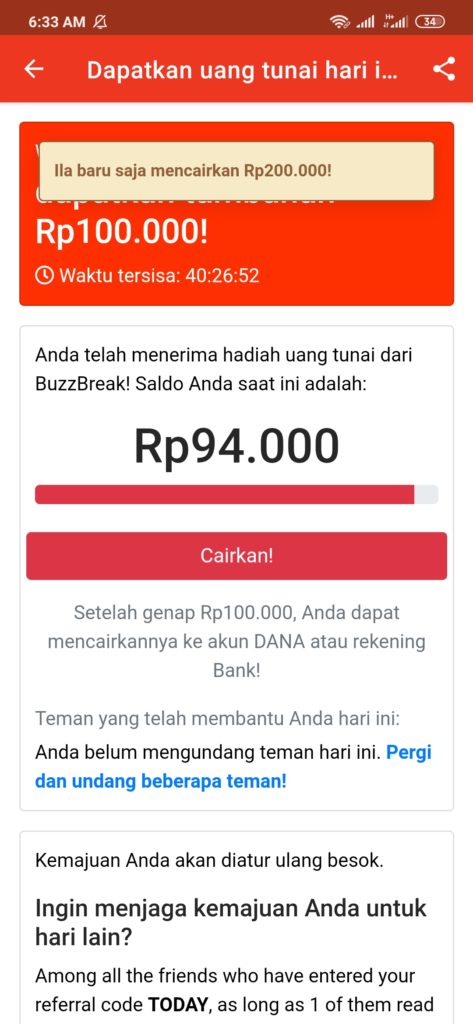 Cara Mendapatkan Uang Gratis dari Aplikasi Buzzbreak