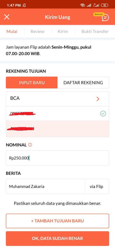 Cara kirim uang dari rekening bca ke jenius dengan Flip