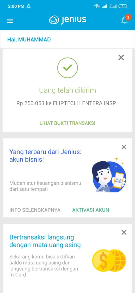 Kirim uang dari jenius ke bca dengan Flip