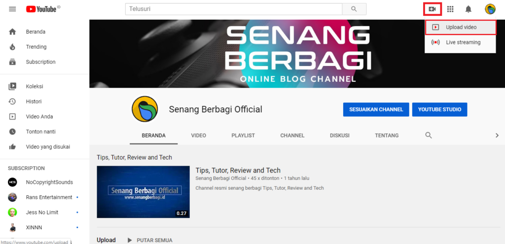 Cara Upload Video Youtube Terbaru