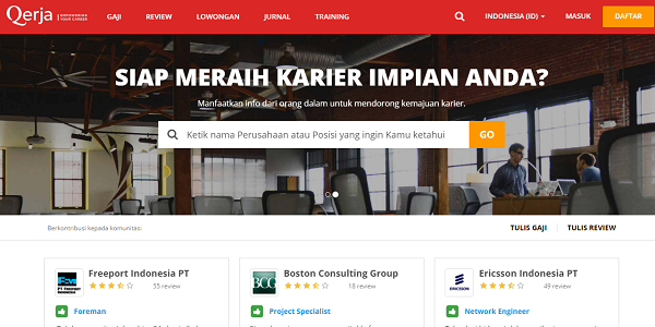 Situs lowongan kerja terbaik Qerja.com