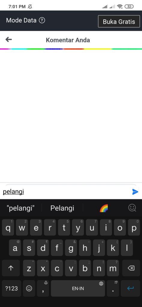 komentar pelangi di facebook