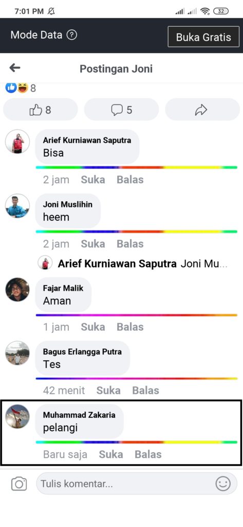 cara komentar foto gambar di facebook