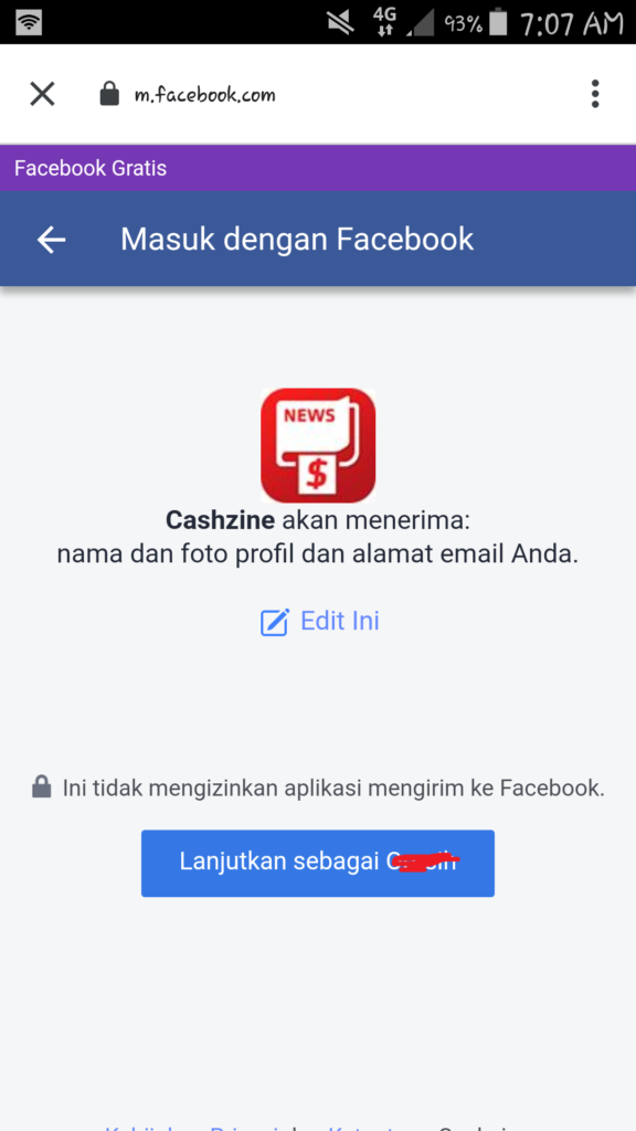 cara masuk dengan facebook