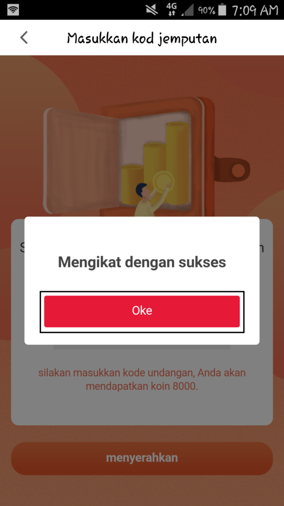 Kode undangan dari aplikasi Cashzine