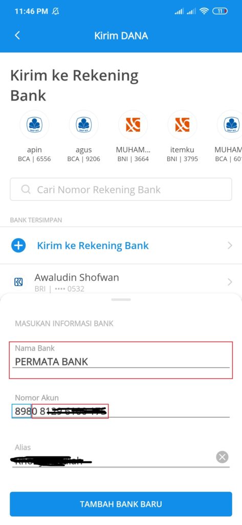 Kirim uang  dari dana ke Gopay Gratis