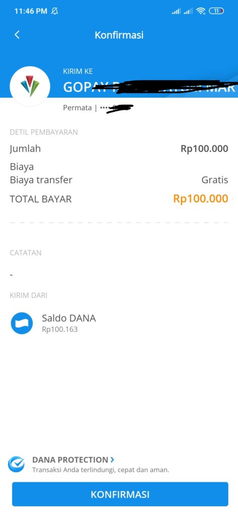 Cara Kirim Uang dari Dana Ke Gopay Gratis 