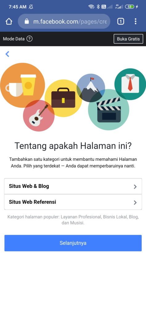 Membuat kategori halaman facebook