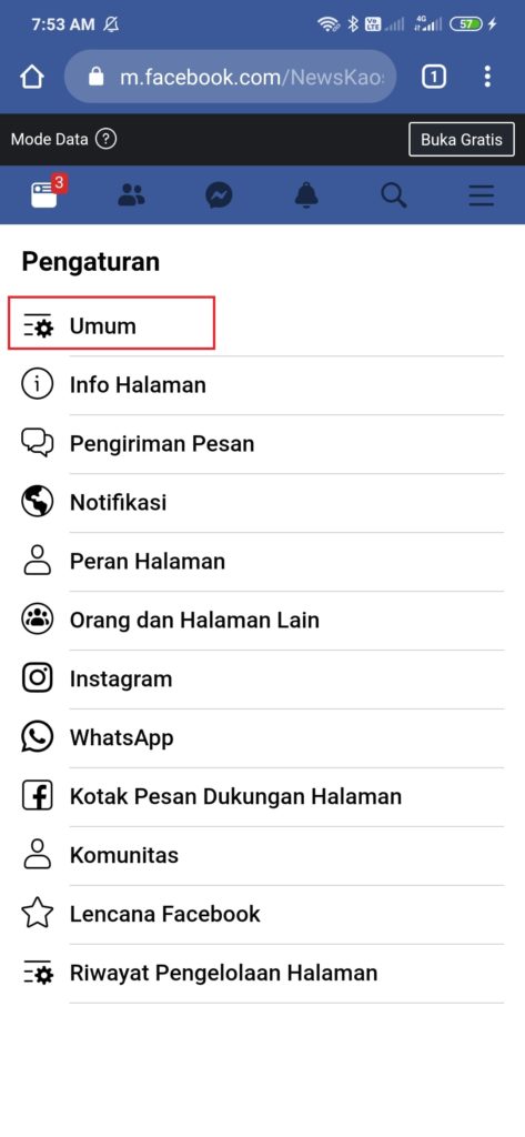 Menghapus halaman facebook dari android