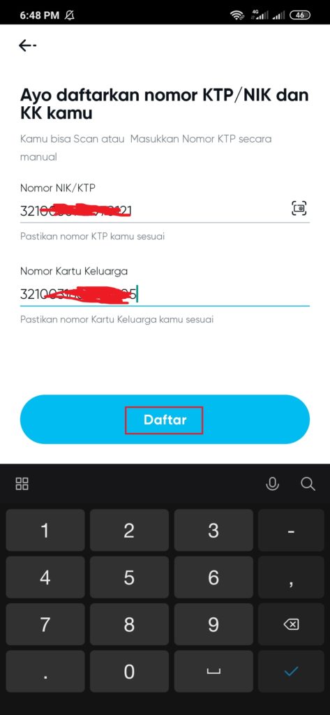 cara mendaftarkan nomor ktp dan kk di aplikasi By.u