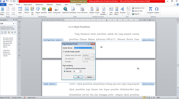 Nomor halaman pada word