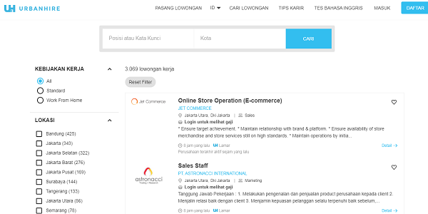 Urbanhire Situs lowongan pekerjaan
