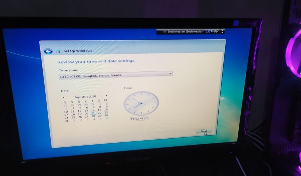 Setup Windows menentukan format waktu