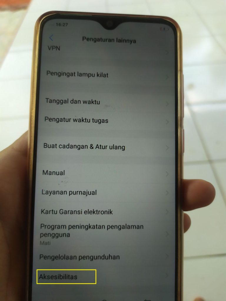 cara masuk pada fitur talkback