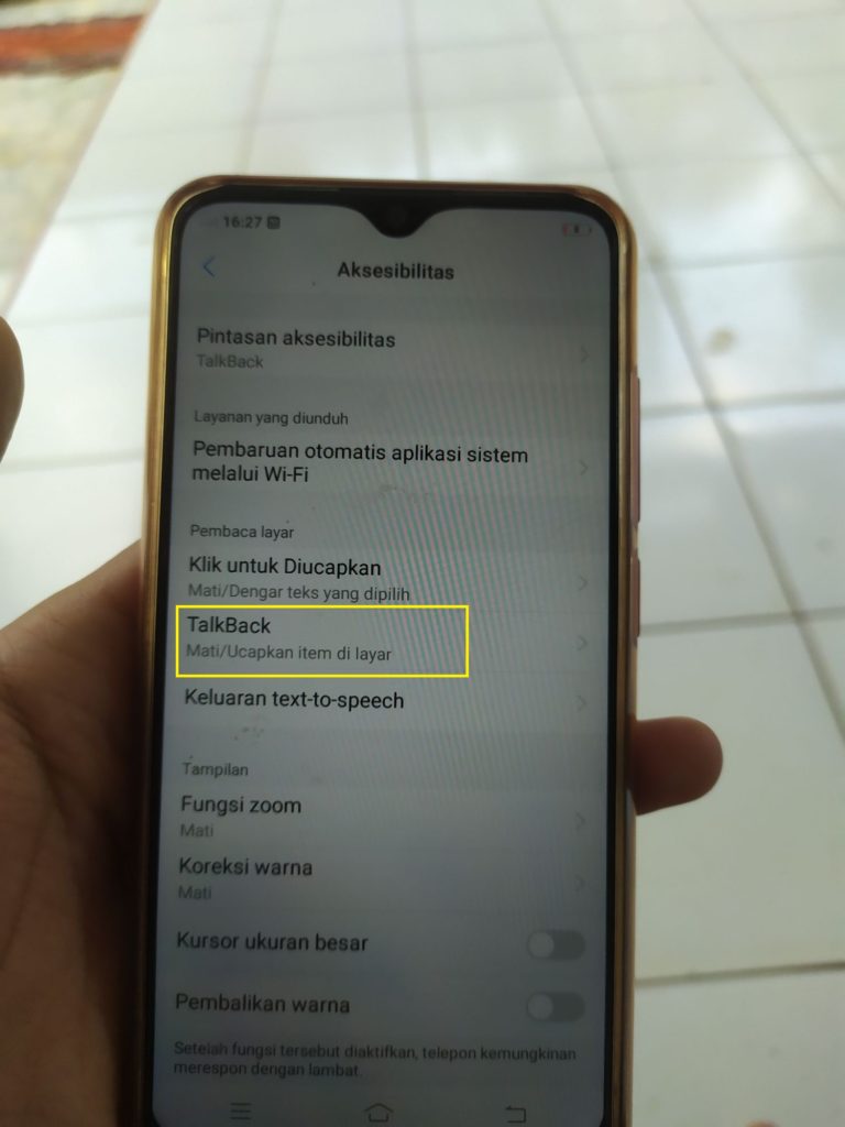 pengaturan talkback