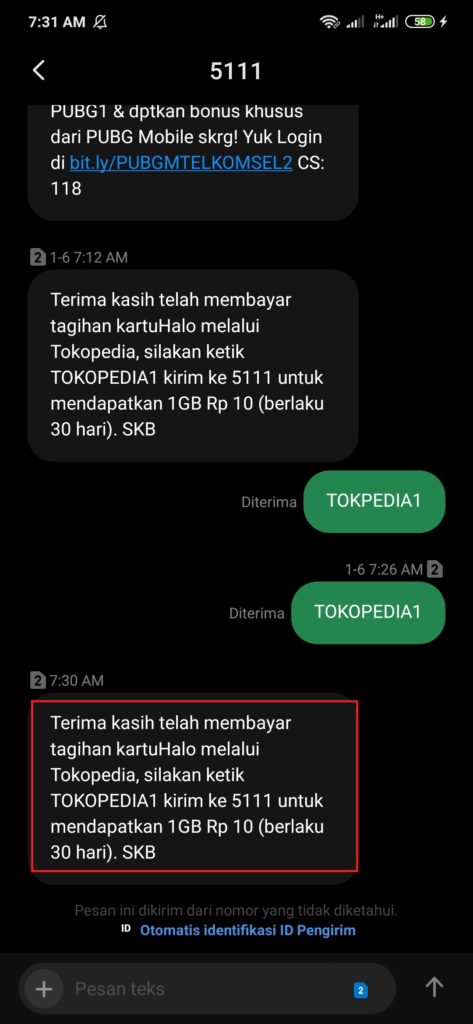 dapet 1GB dari bayar tagihan di Tokopedia