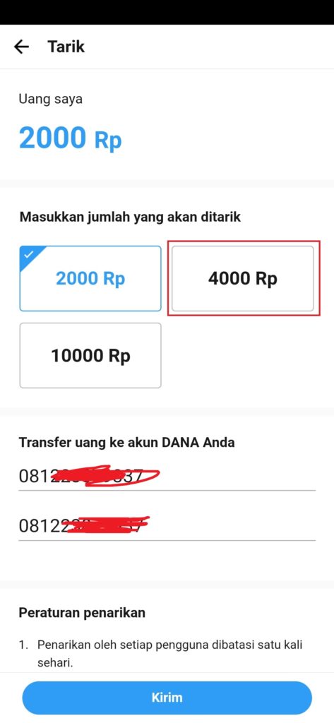 Cara mencairkan uang dari Shareit ke saldo dana