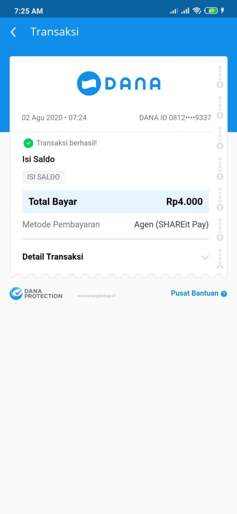 Bukti Penarikan Saldo Dana dari Aplikasi Shareit