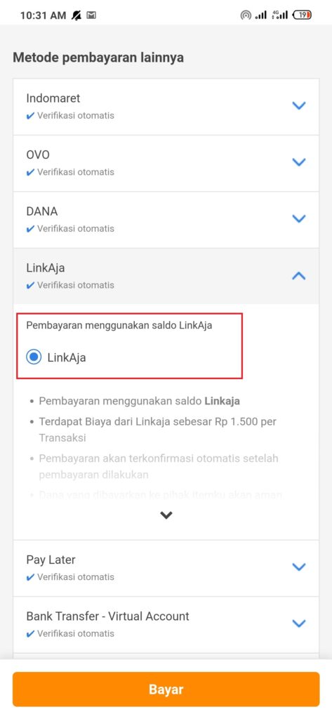 bayar di itemku dengan LinkAja