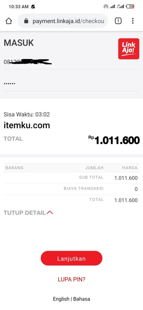 cara bayar dengan LinkAja di Itemku