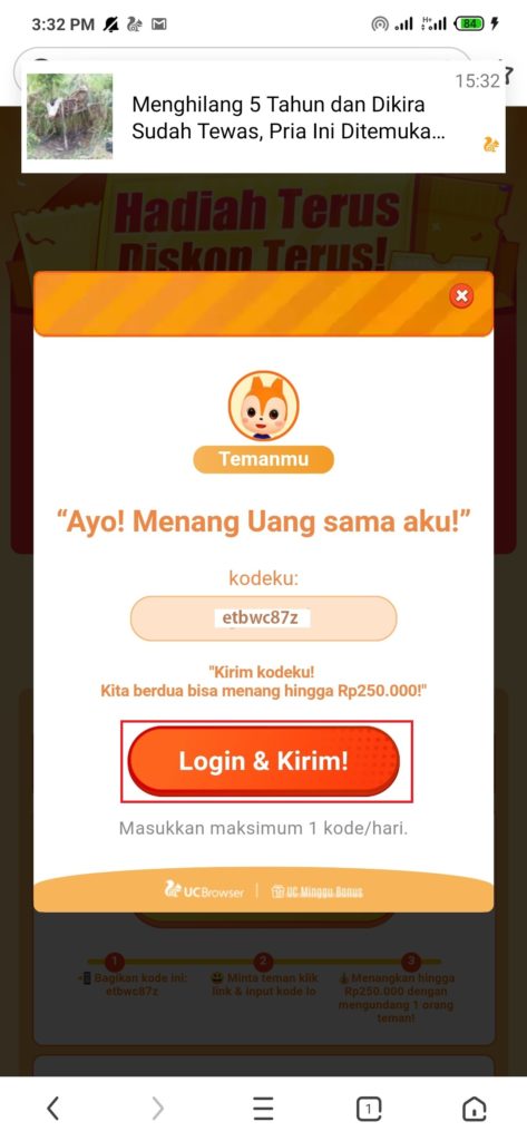 cara mengikuti event dari UC Browser