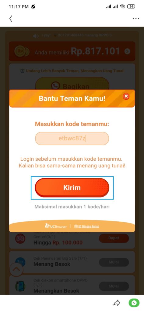 Kode undangan Aplikasi UC Browser