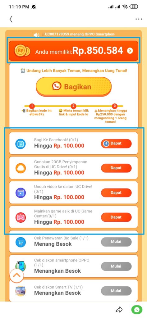 Hadiah smartphone gratis dari UC Browser