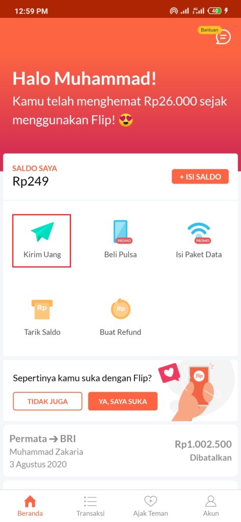 Cara kirim uang gratis