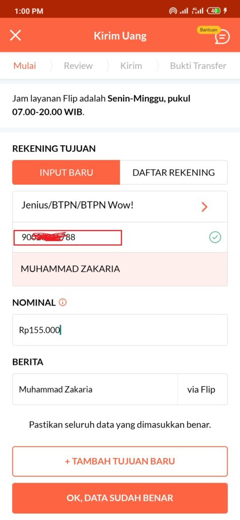 cara kirim uang di aplikasi flip