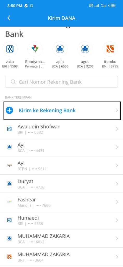 kirim uang dari dana ke rekening bank bri