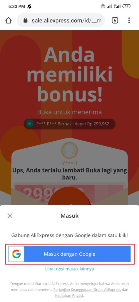 masuk ke situs  AliExpress