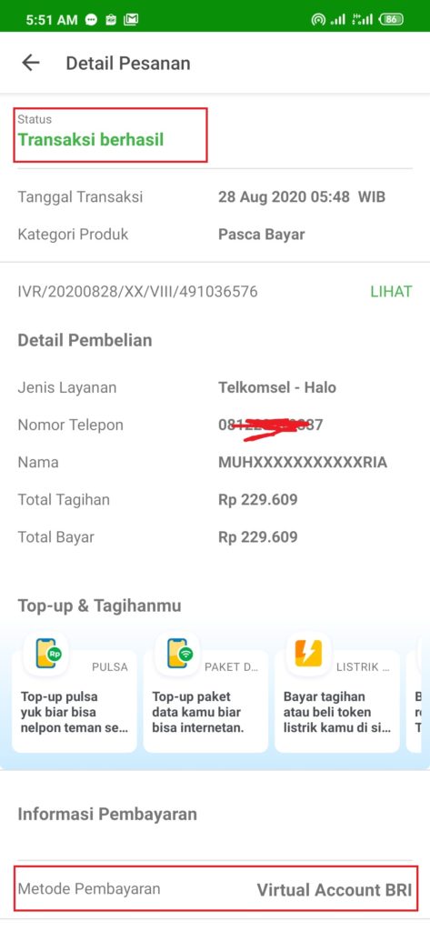 pembayaran menggunakan Briva BRI tokopeida