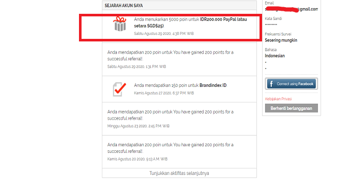 Penukaran Poin dari Yougov