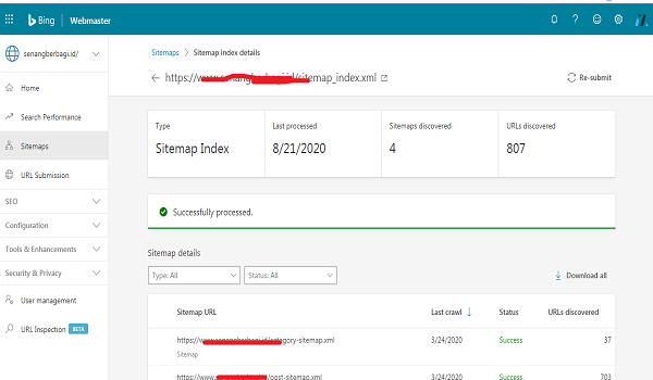 Cara Submit Sitemap Wordprss terbaru pada bing