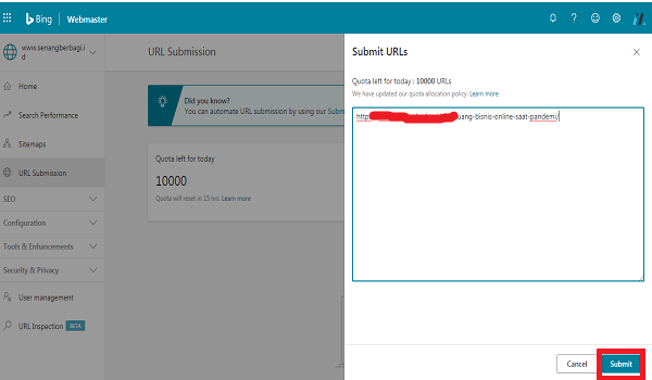 cara submit artikel pada bing terbaru