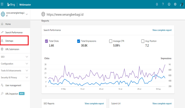 Cara Submit Sitemap WordPress Pada Webmaster Bing