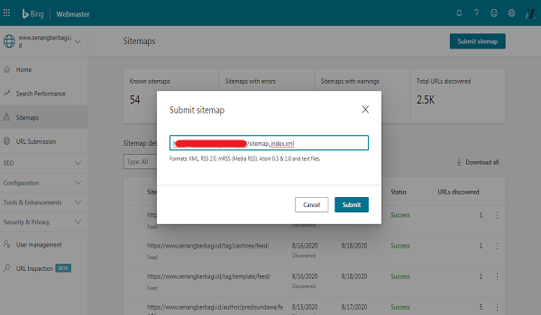 Cara Submit Sitemap url