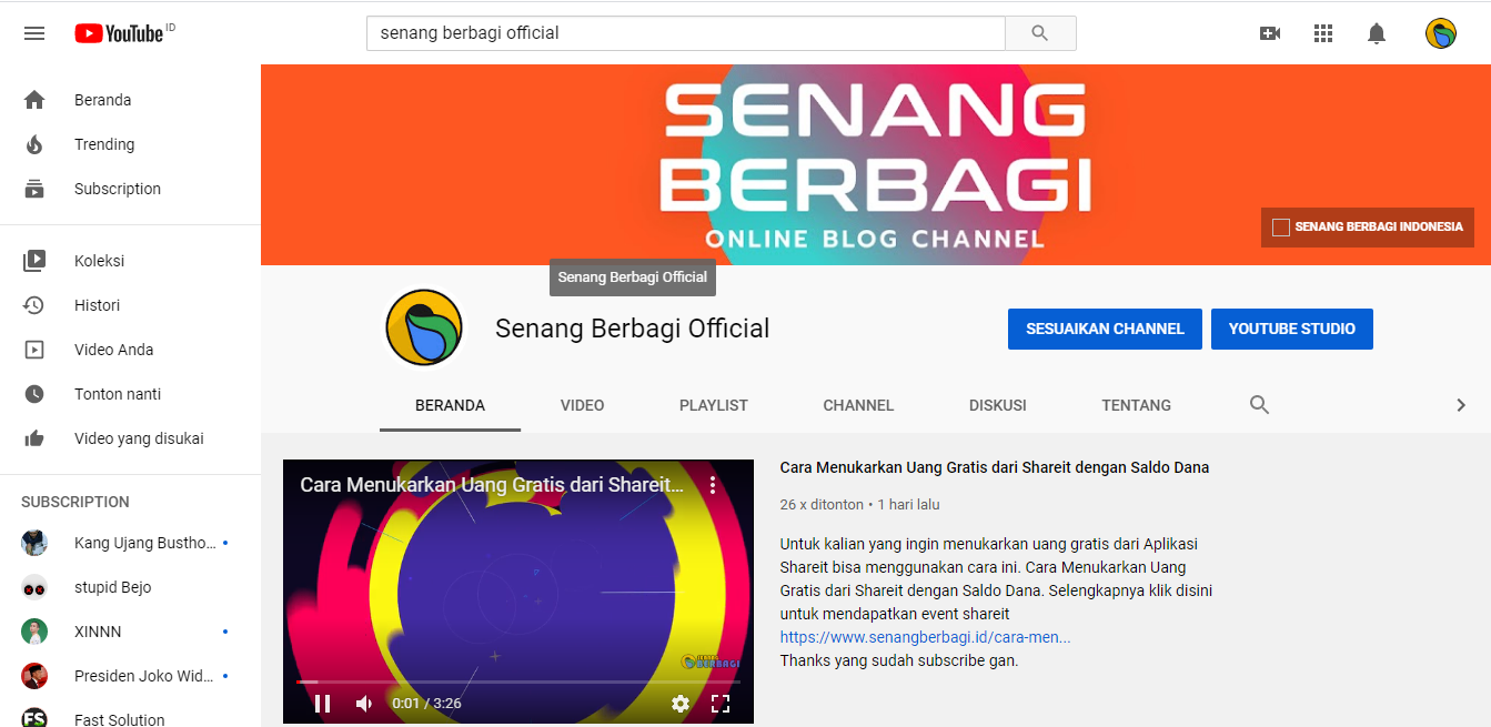 Mengganti Cuplikan Video Channel Youtube