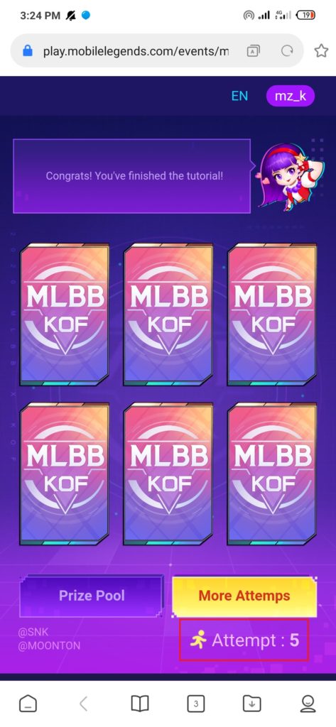cara membuka kartu event MLBB X KOF Card Flip Mobile Legends
