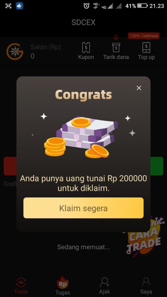 cara klaim hadiah dari Aplikasi SDCEX