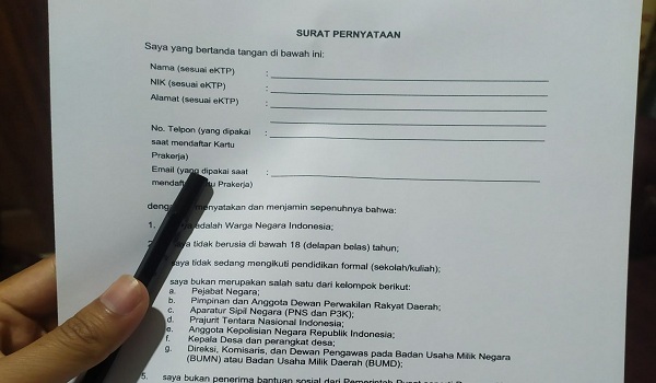 cara membuat surat pernyataan prakerja