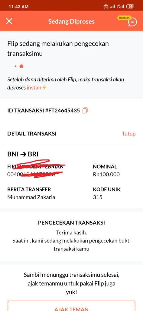 kirim uang dari BNI ke bRI dengan Flip bagai mana ya