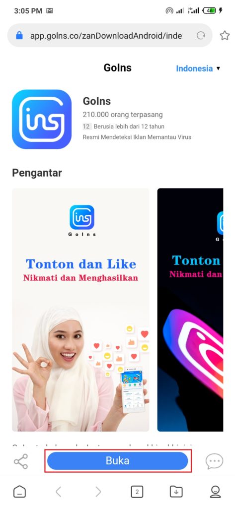 Aplikasi Goins Android download nya gimana sih